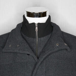 NWT Men's Cole Haan V7807 Charcoal Gray Wool Blend Pea Coat Size Medium